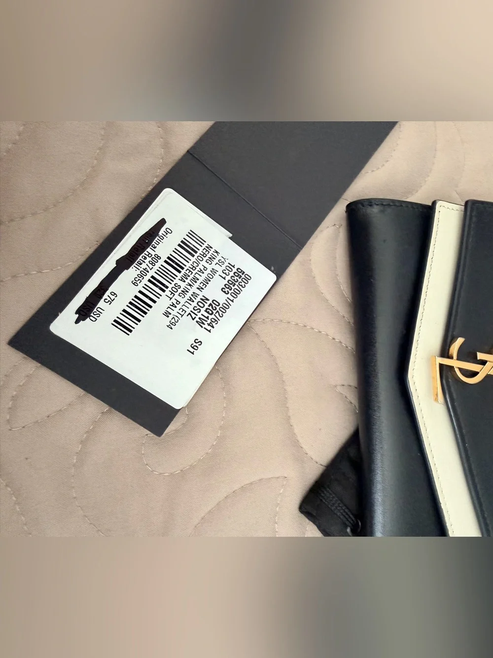 Rare YSL Sulpice multilayered Envelope Leather Wallet Black/Cream
